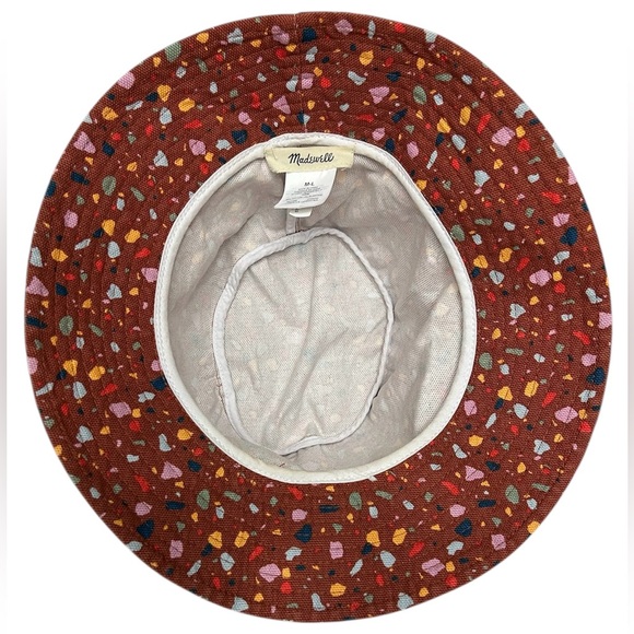 Madewell Size M/L Short-Brimmed Canvas Bucket Hat Burnt Umber Confetti Print - Picture 3 of 7